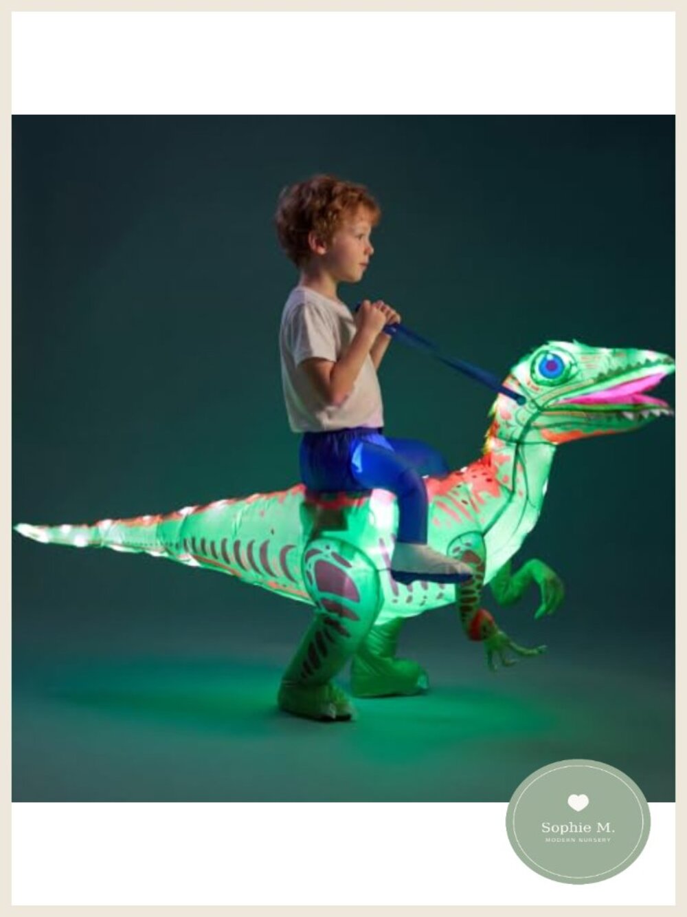 Kids Inflatable Dinosaur Costume LED Light Up Halloween Toddler 4-8 Years